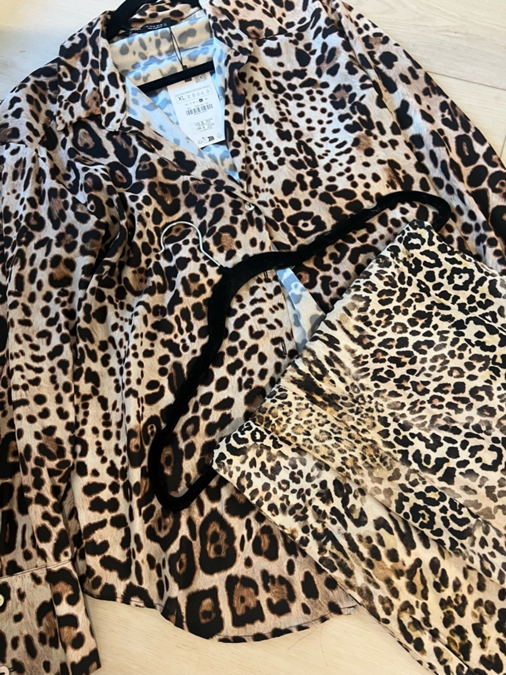 Zara Leopard Print Button-Up Top and Skirt Set - Neutral Animal Print